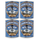 4X Hammerite Smooth Silver Paint 750ml Tin Paint